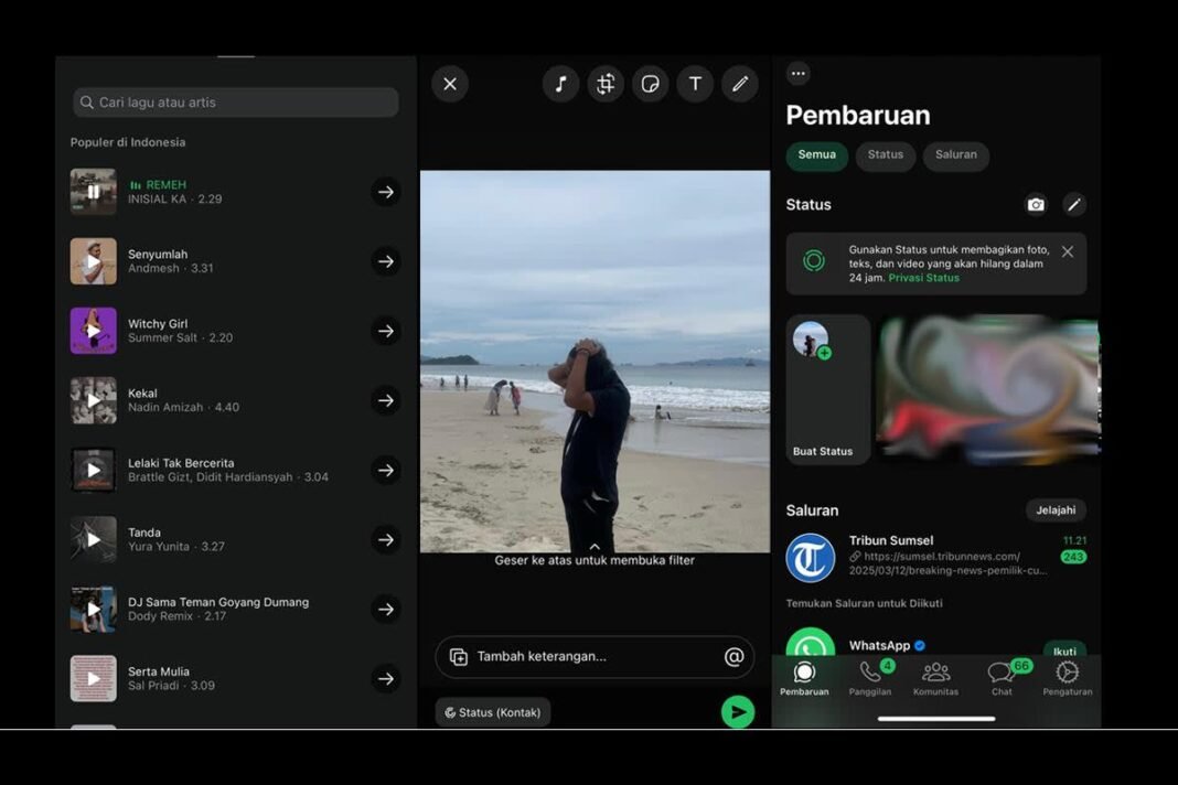 fitur musik WA, musik di status WA, fitur musik WhatsApp, musik di WA tidak muncul, cara atasi fitur musik WA