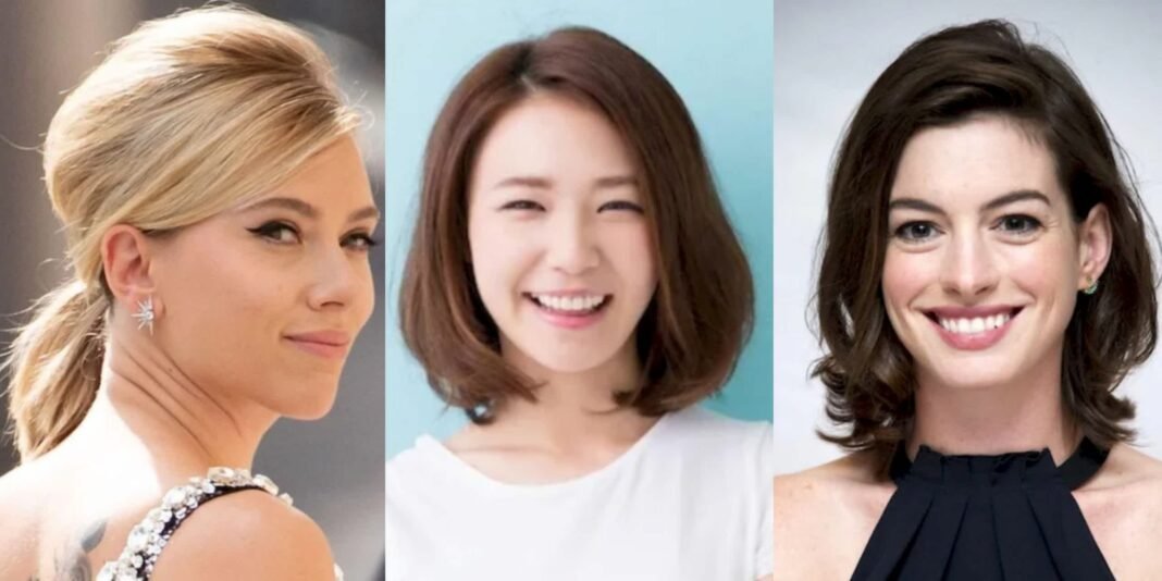 model rambut sebahu kekinian, rambut sebahu wanita 2025, potongan rambut wajah bulat, gaya rambut tipis, rambut selebriti, tren rambut 2025, inspirasi rambut kekinian